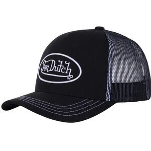 Von Dutch Trucker Hat Classic 51 Black Embroidered Logo Patch Snapback Cap New